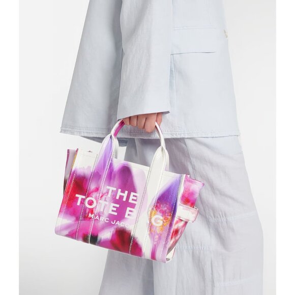 Marc Jacobs Future Floral Small Leather Tote Bag White Multi - Picture 6 of 16